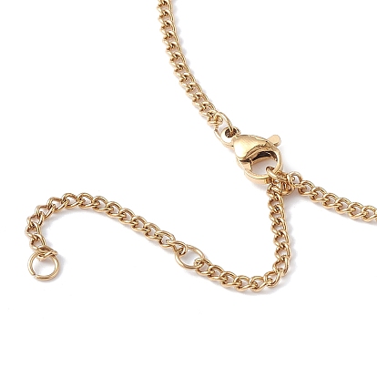 Titanium Steel Initial Letter Rectangle Pendant Necklace for Men Women, Golden