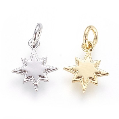 Brass Charms, with Jump Ring, Star