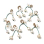 Coquille blanche naturelle, nacre, décorations pendantes en forme de pétale de fleur, Ornement de pompon de perles d'eau douce naturelles avec perles en laiton