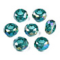 Glass European Beads, Large Hole Beads, No Metal Core, AB Color Plated, Faceted Rondelle