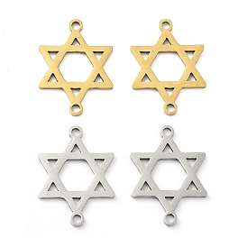 Ion Plating(IP) 201 Stainless Steel Connector Charms, Star of David Links