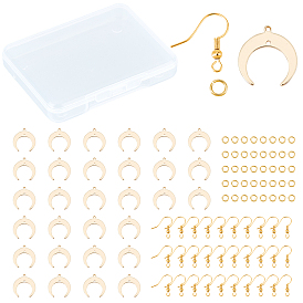 CREATCABIN DIY Earring Making Kit, Including 30Pcs Brass Moon Pendants, 30Pcs Earring Hooks, 40Pcs Open Jump Rings