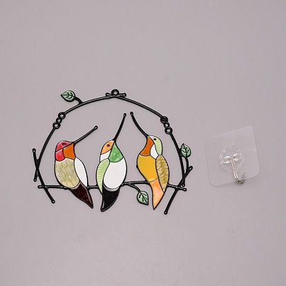 Alloy Enamel Pendant Decoration, with Plastic Adhesive Hook, Bird