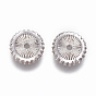 Brass Micro Pave Cubic Zirconia Spacer Beads, Flat Round