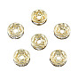 Brass Pave Clear Cubic Zirconia Beads, Nickel Free, Flat Round