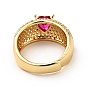 Регулируемое кольцо вишневого цвета с кубическим цирконием в форме сердца, украшения из латуни для женщин