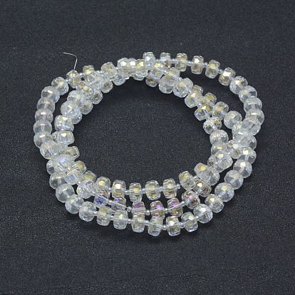 Perles en verre electroplate, de couleur plaquée ab , facette, tambour
