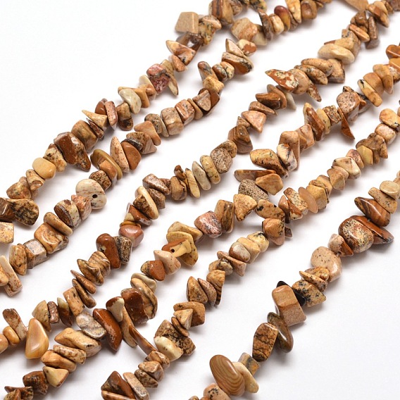Image naturelle puce jaspe brins de perles, 5~8x5~8mm, Trou: 1mm, environ 31.5 pouce