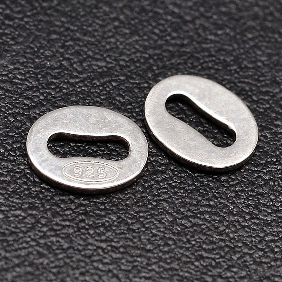 Oval 925 Sterling Silver Chain Tabs, Chain Extender Connectors, 6x4x1mm, Hole: 3x1mm, about 322pcs/20g