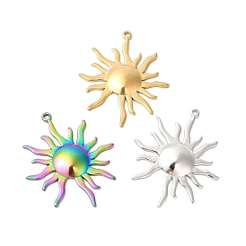 Ion Plating(IP) 304 Stainless Steel Pendants, Sun Charms