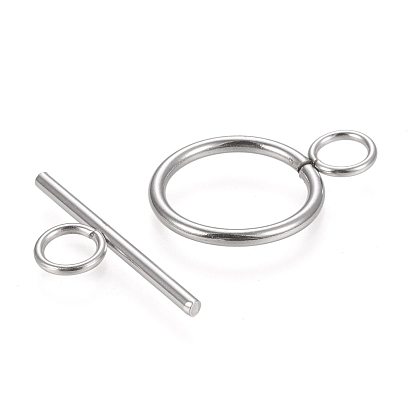 Vacuum Plating 304 Stainless Steel Toggle Clasps, Ring