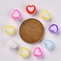Transparent Heart Acrylic Beads, Bead in Bead, 7x8x4mm, Hole: 2mm, about 3000pcs/500g
