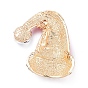 Golden Plated Alloy Brooches, with Crystal Rhinestone and Enamel, Christmas Hat, for Christmas