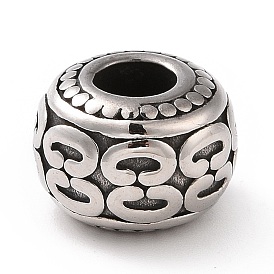 304 Stainless Steel European Beads, Large Hole Beads, Drum