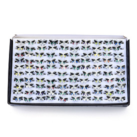 100Pcs Bling Butterfly Iron Mood Rings Set, Temperature Change Color Emotion Feeling Alloy Adjustable Ring for Women, Platinum