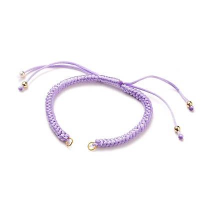 Fabrication de bracelet en nylon tressé réglable, avec 304 anneaux ouverts en acier inoxydable et perles rondes en laiton
