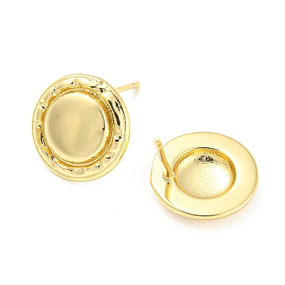 Rack Plating Brass Flat Round Stud Earrings for Women, Lead Free & Cadmium Free, Long-Lasting Plated