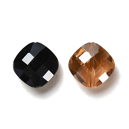 Perles en verre electroplate, demi-plaqué, facette, carrée, 15x15x8mm, Trou: 1mm