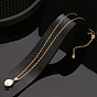 Collar con colgante de perlas naturales y cadenas de clip de 925 libras esterlinas, con sello s925