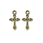 Alloy Pendants, Lead Free and Cadmium Free, Cross, about 19mm long, 10.5mm wide, 2mm thick, hole: 2mm