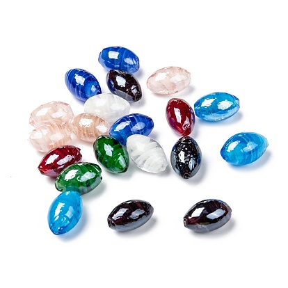 Handmade Lampwork Beads, Pearlized, Oval, 18x12x12mm, Hole: 2mm