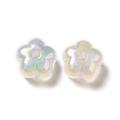 UV Plating Rainbow Iridescent Acrylic Beads, Flower