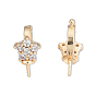 Brass Pave Cubic Zirconia Peg Bails, For Half Drilled Beads, Cadmium Free & Nickel Free & Lead Free, Star