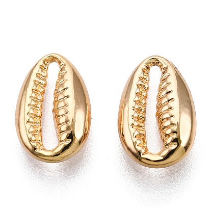 Brass Linking Rings, Cowrie Shell Shape, Long-Lasting Plated, Nickel Free