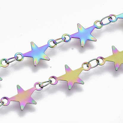 Revestimiento iónico (ip) 304 cadenas de eslabones de acero inoxidable, cadenas de lentejuelas estrella, soldada