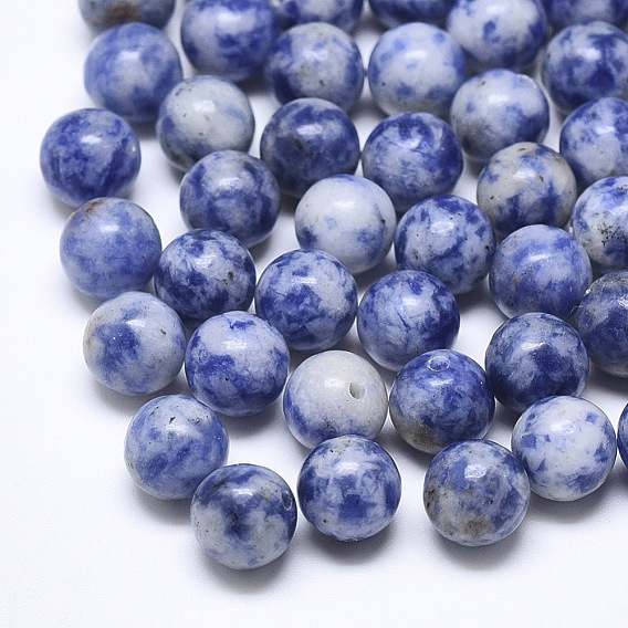 Perles en pierre bleue naturelle, la moitié foré, ronde