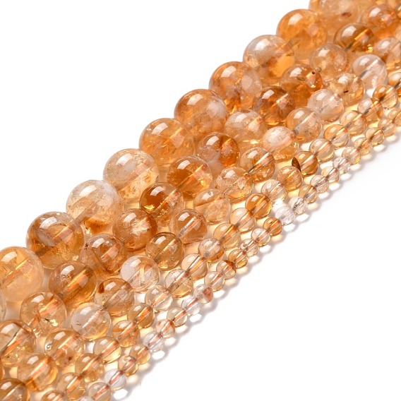 Citrine naturelle perles brins, ronde