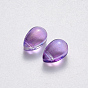 Transparent Spray Painted Glass Charms, with Glitter Powder, Teardrop