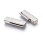 304 Stainless Steel Magnetic Clasps with Glue-in Ends, Rectangle, Brushed