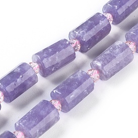 Lepidolita natural / hebras de perlas de piedra de mica púrpura, columna