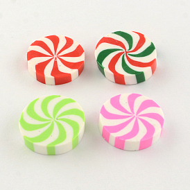 Flat Round Handmade Polymer Clay Cabochons, 20~21x5mm