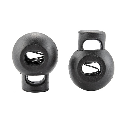 1-Hole Dyed Iron Spring Loaded Eco-Friendly Plastic Round Buckle Cord Toggle Lock Beans Stoppers for Sportwear Luggage Backpack Straps, Survival Bracelet Clasps