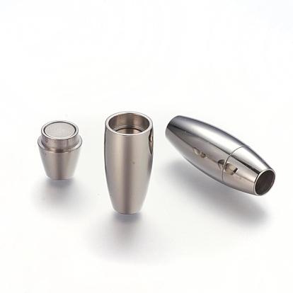 Lisses 304 fermoirs magnétiques en acier inoxydable avec extrémités à coller, ovale, 30x11mm, Trou: 6mm
