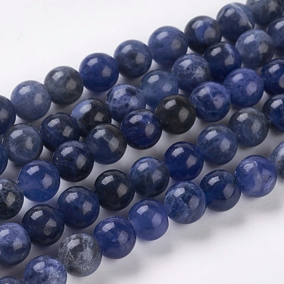 Natural Sodalite Beads Strands, Grand A, Round