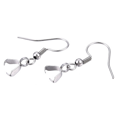 304 Stainless Steel Hooks, Ear Wire, with Ice Pick Pinch Bails