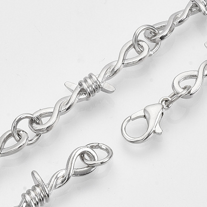 Alloy Barb Wire Necklaces, with Lobster Claw Clasp