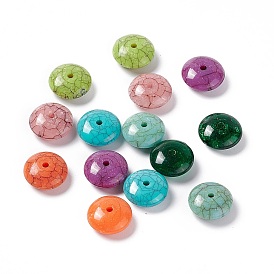 Acrylic Beads, with Crack Pattern, Imitation Turquoise, Abacus