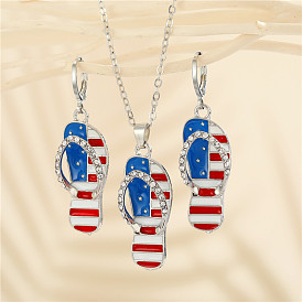 Starry Slippers & Jewelry Set: Earrings, Choker Necklace & Lock Pendant in Gold and Silver Metal