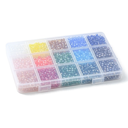 3000 pcs 15 couleurs galvanoplastie perles de verre brins, de couleur plaquée ab , facette, abaque