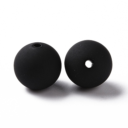 Spray Painted Acrylic Beads, Rubberized Style, Round