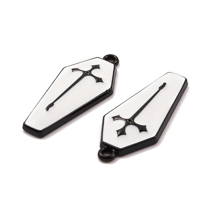 Spray Painted Alloy Pendants, Long-Lasting Plated, Lead Free & Cadmium Free, Coffin with Cross