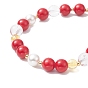 Bracelet extensible à perles rondes en jade mashan et cristal de quartz teint naturel avec breloques d'arbre de Noël en alliage d'émail