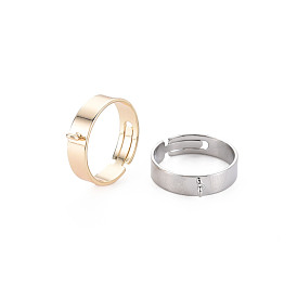 Configuración de anillo de dedo ajustable de latón, base de anillo de bucle, con bucle, sin níquel