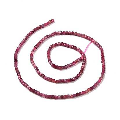 Natural Red Tourmaline Beads Strands, Faceted, Cube