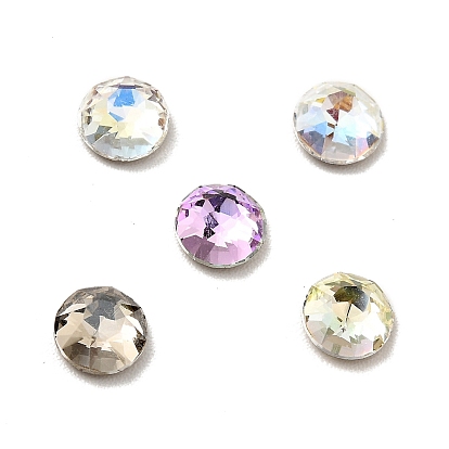 K 9 cabujones de diamantes de imitación de cristal, espalda y espalda planas, facetados, plano y redondo
