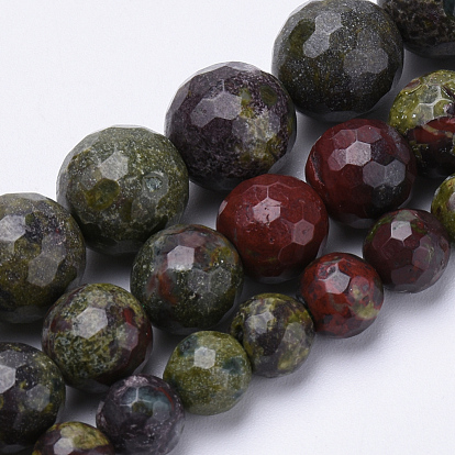 Natural Dragon Blood Beads Strands, Faceted, Round